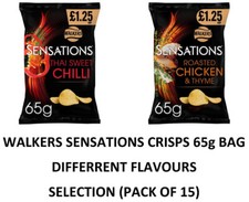 WALKERS Sensations Crisps Different Flavours 65g Bags Selection (PACK OF 15)