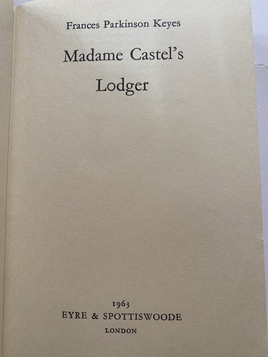 Madame Castels Lodger Frances Parkinson Keyes 1963 Hardcover Book - Picture 9 of 10