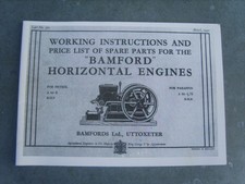  Bamfords of Uttoxeter Horizontal 'Open Crank' Bamford Engine Handbook Manual 