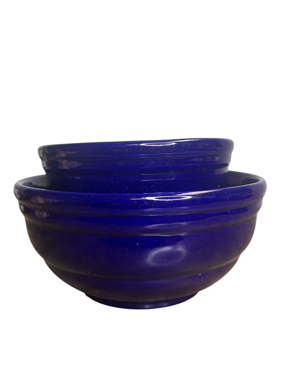Pfaltzgraff York Keystone Primitive Stoneware Dough Mixing Bowls Beehive Cobalt