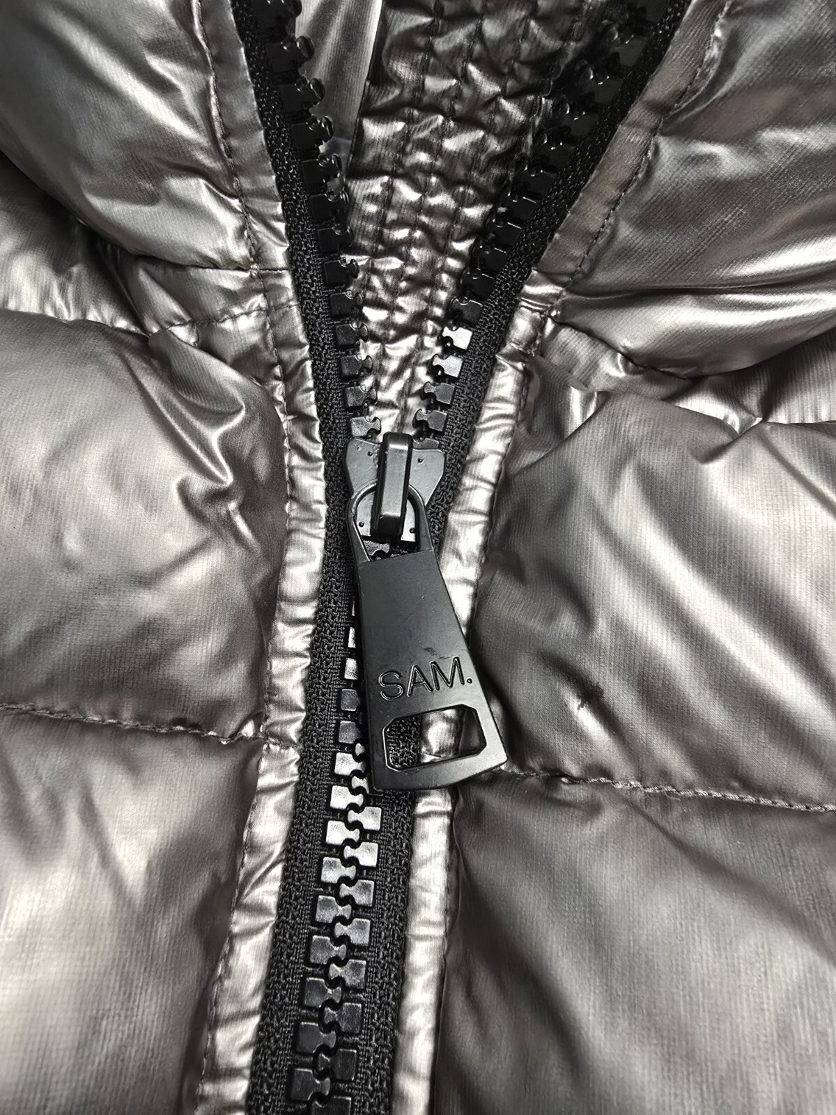 SAM. Down Puffer Jacket Size Small Metallic Grey.… - image 13