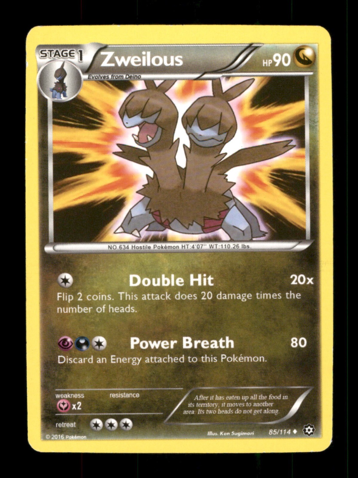Zweilous 85/114 Non-Holo Nintendo  Pokemon Trading Card TCG 