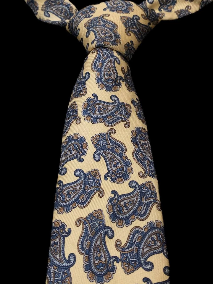 Corbata Aquascutum of London para hombre azul marfil cachemira 100 % seda vintage usada Foto 4 de 4