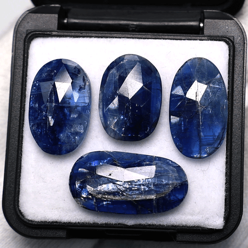 Lote 4 piezas piedras preciosas de alta calidad corte rosa 14 mm-19 mm cianita azul natural sin tratar - Imagen 9 de 10
