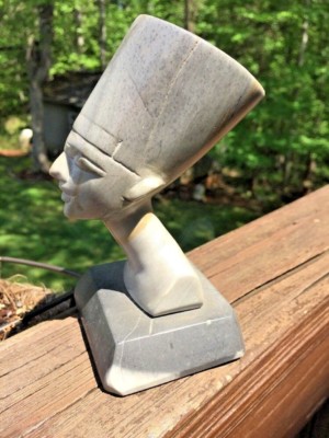 Antique Gray Marble PHAROAH Egyptian King Tut Bust Prince of Egypt 5.5'' Tall