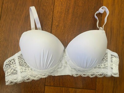 NEW ladies SHEIN WHITE LACE PADDED PUSH-UP BRA 34A 34 A fancy REMOVABLE STRAPS