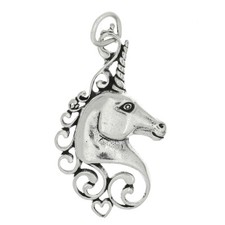 Sterling Silver Mystical Unicorn Head Charm Pendant