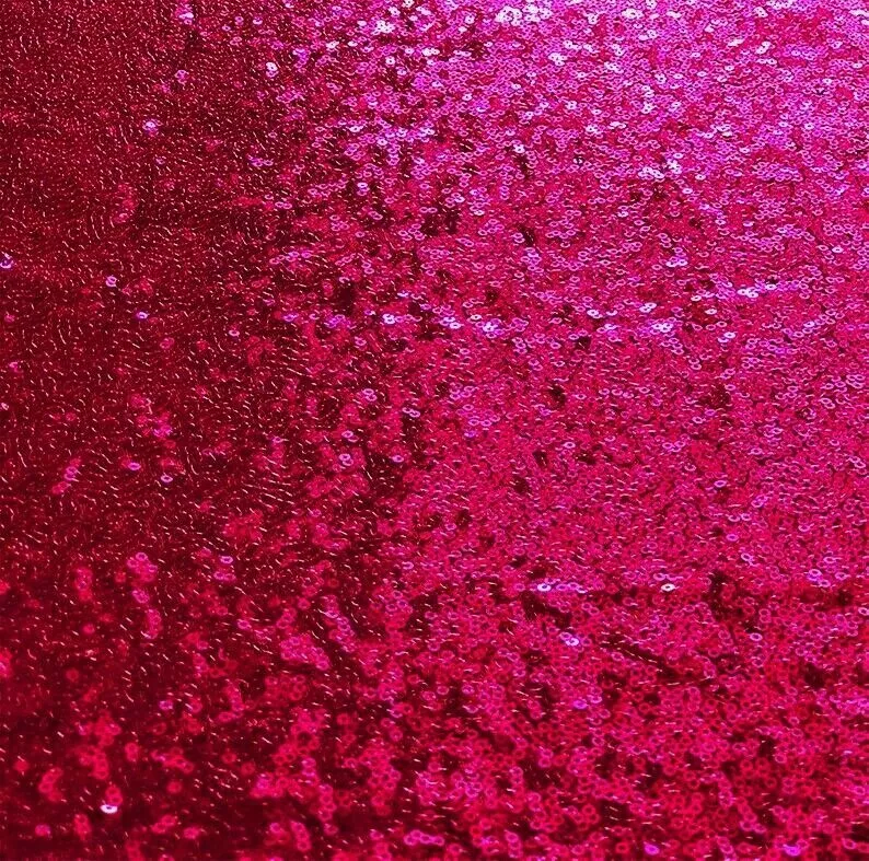 Hot Dark Pink 3mm Sequin Fabric Sparkly Material 2W Stretch 130cm Wide metre