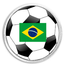 Soccer Ball Brasil Flag - 3" Sew/Iron On Patch Brasilian Brazil Team World Cup