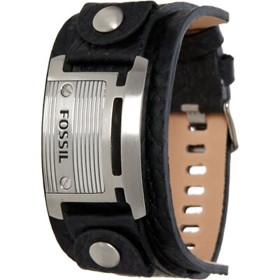 FOSSIL Mens Wrap Adjustable Leather Bracelet JF84816040 Black UK