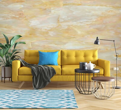 3D Yellow Marble E1268 Wallpaper Mural Paper Wall Print Indoor Murals CA Honey