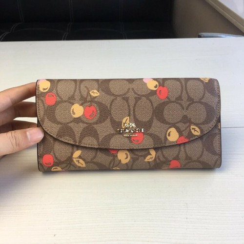Coach Cherry Signature Slim Envelope Wallet Khaki Multi F31562 NWT $250 - Picture 2 of 6