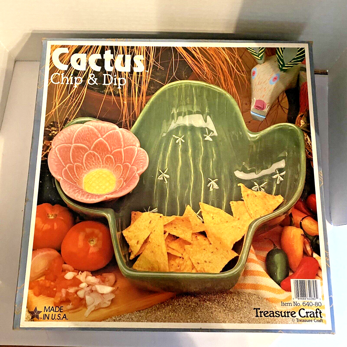 Vintage green Cactus with pink cactus flower Chip & Dip Set By Treasure  Craft | eBay