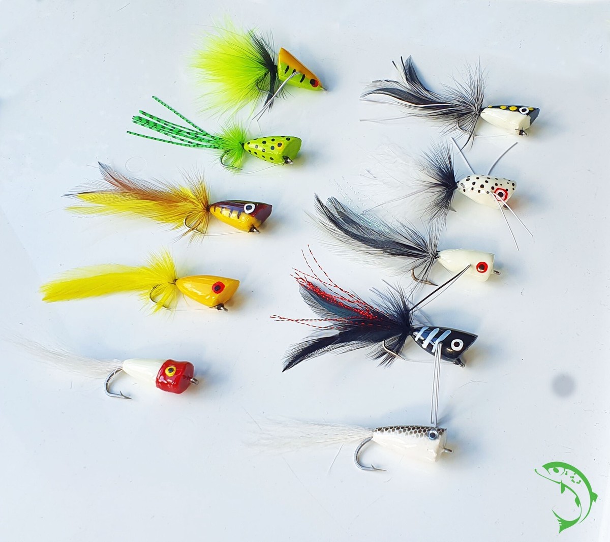 Fly fishing bass pike poppers flies salt or fresh water hand