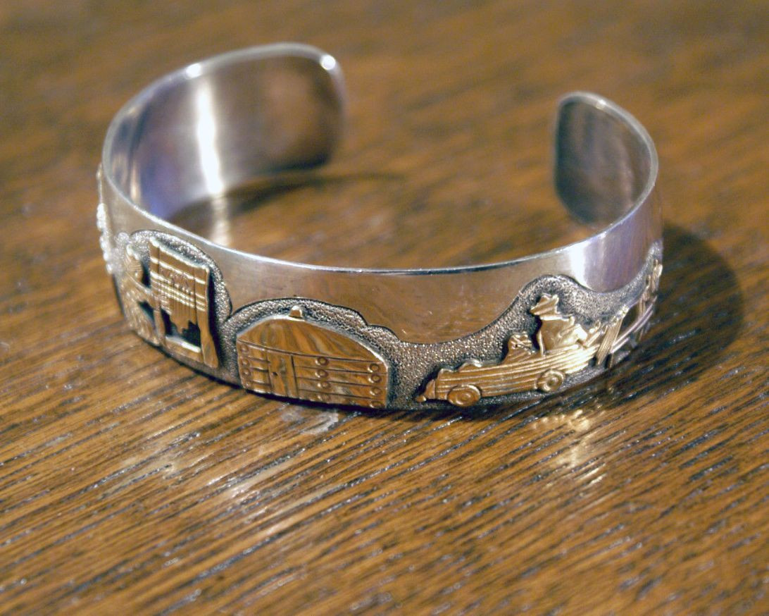 Native American Navajo Sterling Silver Cuff Bracelet Storyteller