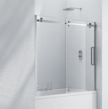 Frontline Aquaglass+ Frameless Sliding Bath Screen 1500mm H x 1700mm W - 8mm Gla