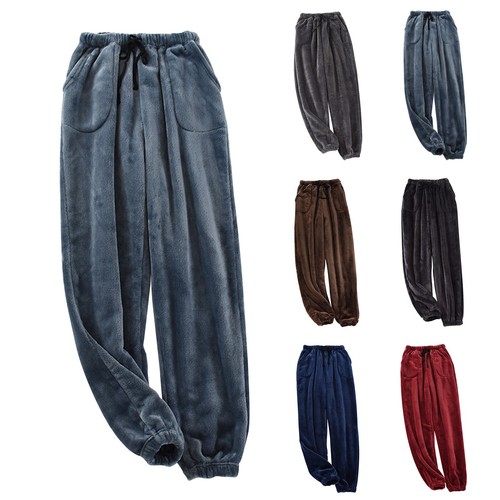 Men's sleepwear with thick coral fleece warm pants for autumn and winter- - Bild 2 von 45