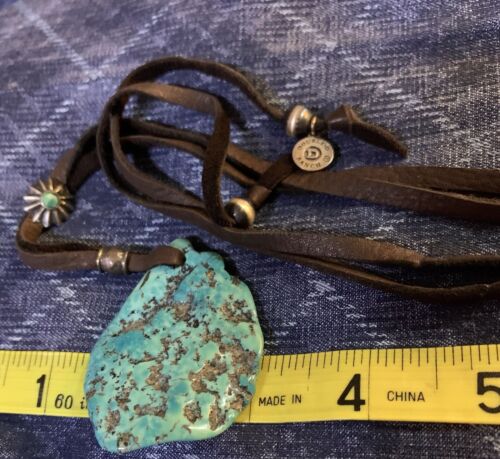 Double D Ranch Ranchwear DDR Leather Turquoise Chunk Rock Necklace Adjustable - Photo 1/10
