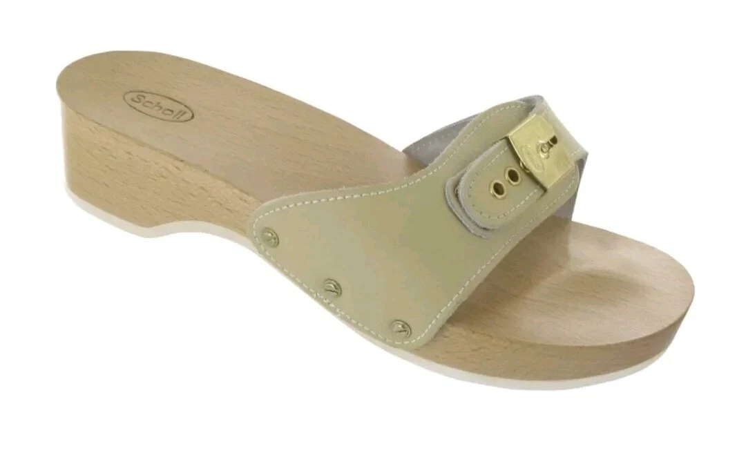 Zoccoli in pelle a pois, scarpe estive in legno con punta aperta - Italia