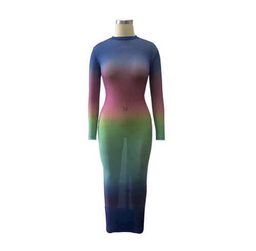 USA-Women-Print-Rainbow-Long-Sleeve-Gradient-Club-Party-Maxi-Dresses-B