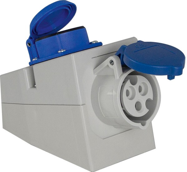Wand Kombi Steckdose 230V 16A Schuko & Cee Mit Klappdeckel Kfz Adapter IP44-image