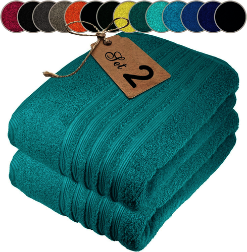 2x Large Bath Sheets 100% Egyptian Cotton Soft Big Size Jumbo Bath Towels 500GSM - Picture 7 of 38