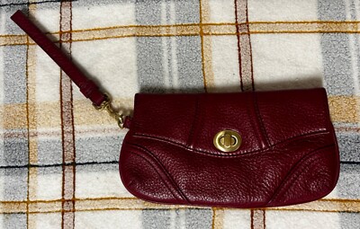 NWT Red Leather Turnlock Wristlet Zip Top Talbots Clutch Wallet Small Bag