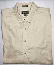 Mens Eddie Bauer Long Sleeve Tan Button Front Shirt Size XXL 2XL