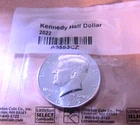 UNCIRCULATED IN LITTLETON PLASTIC COIN BAGGY,2022 JFK HALF DOLLAR(71925)