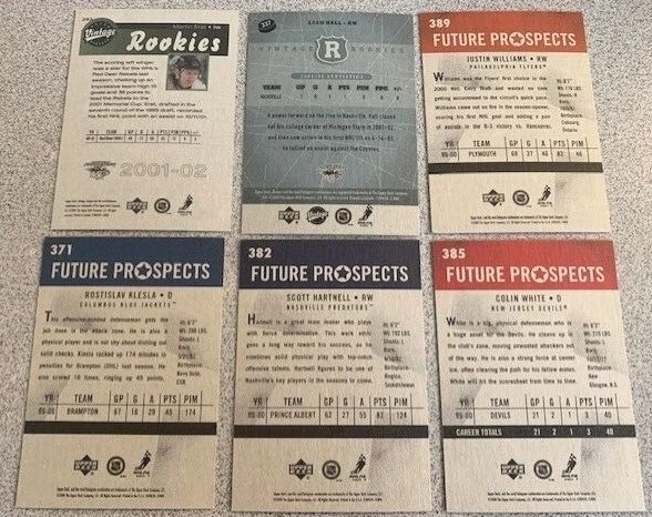 Hockey RCs - UPPER DECK VINTAGE Rookies Various Years -You Pick - Free S/H - Image 2 of 2