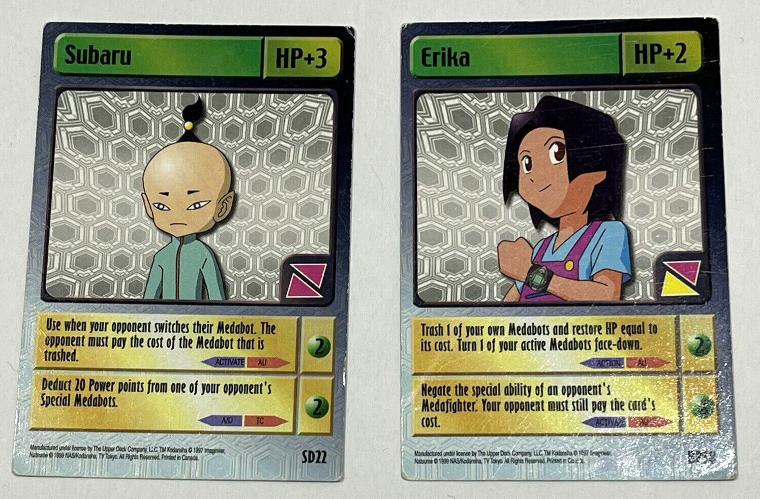 1999 Medabots Trading Card Game Erika and Starter Deck Subaru - BP58 - SD22 - MP