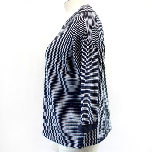J.JILL Plus Navy Blue Striped 3/4 Sleeve Crew Neck Knit Top Blouse 2X - Picture 6 of 9