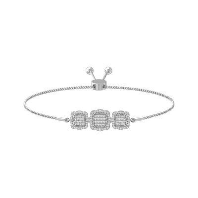 0,4 kt im Labor gezüchteter Diamant 10 K Weißgold Bolo Armband 9 Zoll Reinheit - VS 4,6 gm