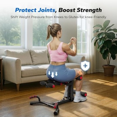 BLACK/ RED - MERACH DEEP SQUAT MACHINE FOR WOMEN, ADJUSTABLE GLUTES TRAINER