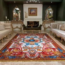 FERONIA Vintage Luxury 8x10 Area Rug - Machine Washable for Living Room Bedroom