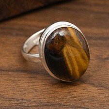 Dainty Tiger's Eye Gemstone 925 Sterling Silver Handmade Jewelry Wonderful Ring