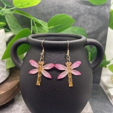 2 Gold-tone Dragonfly Earring Set Boho Retro Drop Dangle New Free Ship B6782