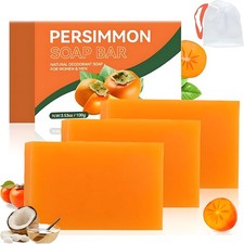 3-Pack Persimmon Soap Bars for Odour Control with Green Tea Extract, Handmade D
