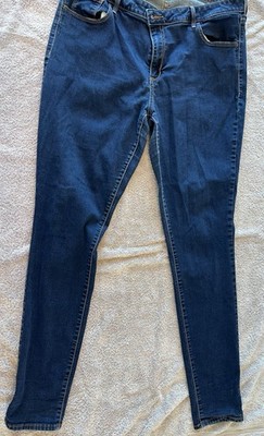 Old Navy Women's Rockstar Skinny Mid Rise Medium Wash Blue Denim Stretch 18 Tall