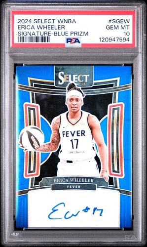 2024 Panini Select WNBA Erica Wheeler Signatures Blue Prizm /49 Auto PSA 10