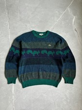 Vintage Lacoste Chemise Multicolor Wool Knit Sweater 90s Mens L Rare