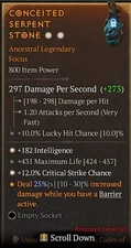 🔥DIABLO 4 🔥 S9 🔥 2 GA FOCUS 🔥 INT 🔥 MAX LIFE 🔥 CRIT SORCERER