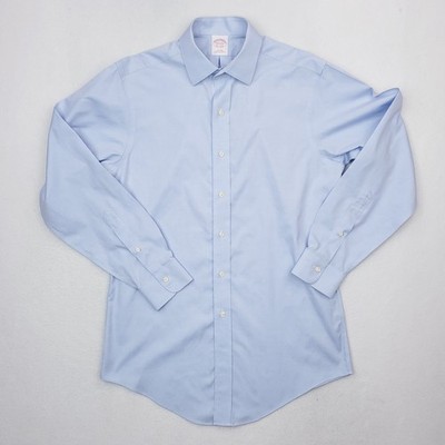 Brooks Brothers Makers Shirt Mens 16 Blue Button Up Long Sleeve Spread Collar