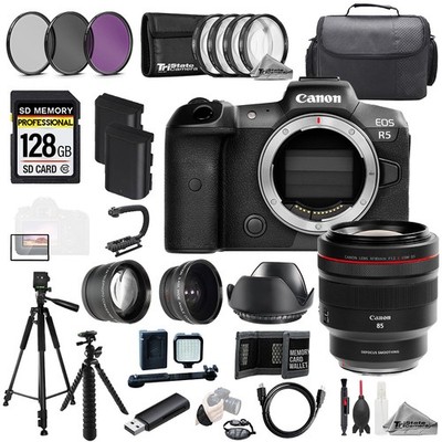 Canon EOS R5 + RF 85mm f/1.2 L USM DS Lens+128GB+Ext Bat+9 PC Filtr MEGA Kit