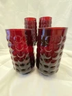 Anchor Hocking Royal Ruby Red Bubble 5.5" Tumblers Set of 4 | Vintage 1940s