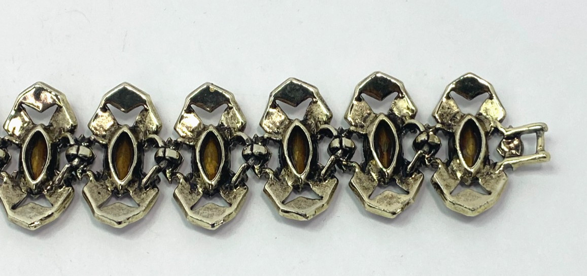 VTG Silver-Tone Bracelet Ruby Red Rhinestones, Or… - image 17