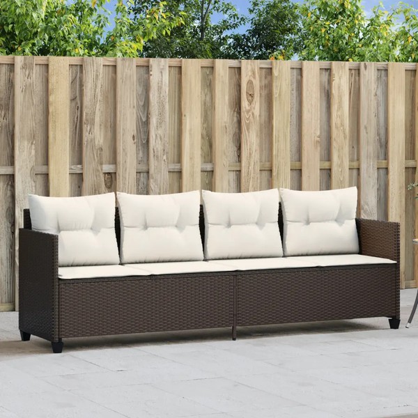 Sonnenliege Poly Rattan Braun Mit Kissen FüR Garten Balkon Terrasse-image