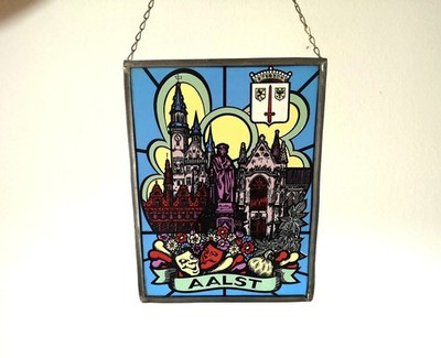 Bleiverglasung Fensterbild Bleiglasbild Aalst Belgien 25x19cm