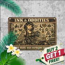 Tattooed Lady Vintage Art Tin Sign 8x12 Classic Retro Style Wall Plaque