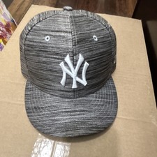 New Era 59FIFTY New York Yankees MLB Baseball Cap Gray Black White 7 3/8 RARE